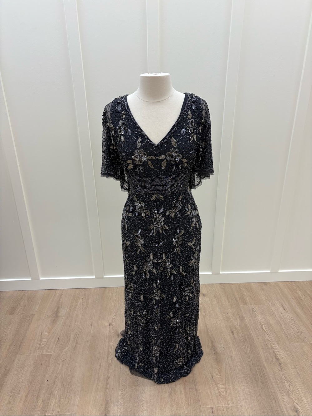 Adrianna Papell Embellished V-Neck Evening Gown - Picture 2 of 4